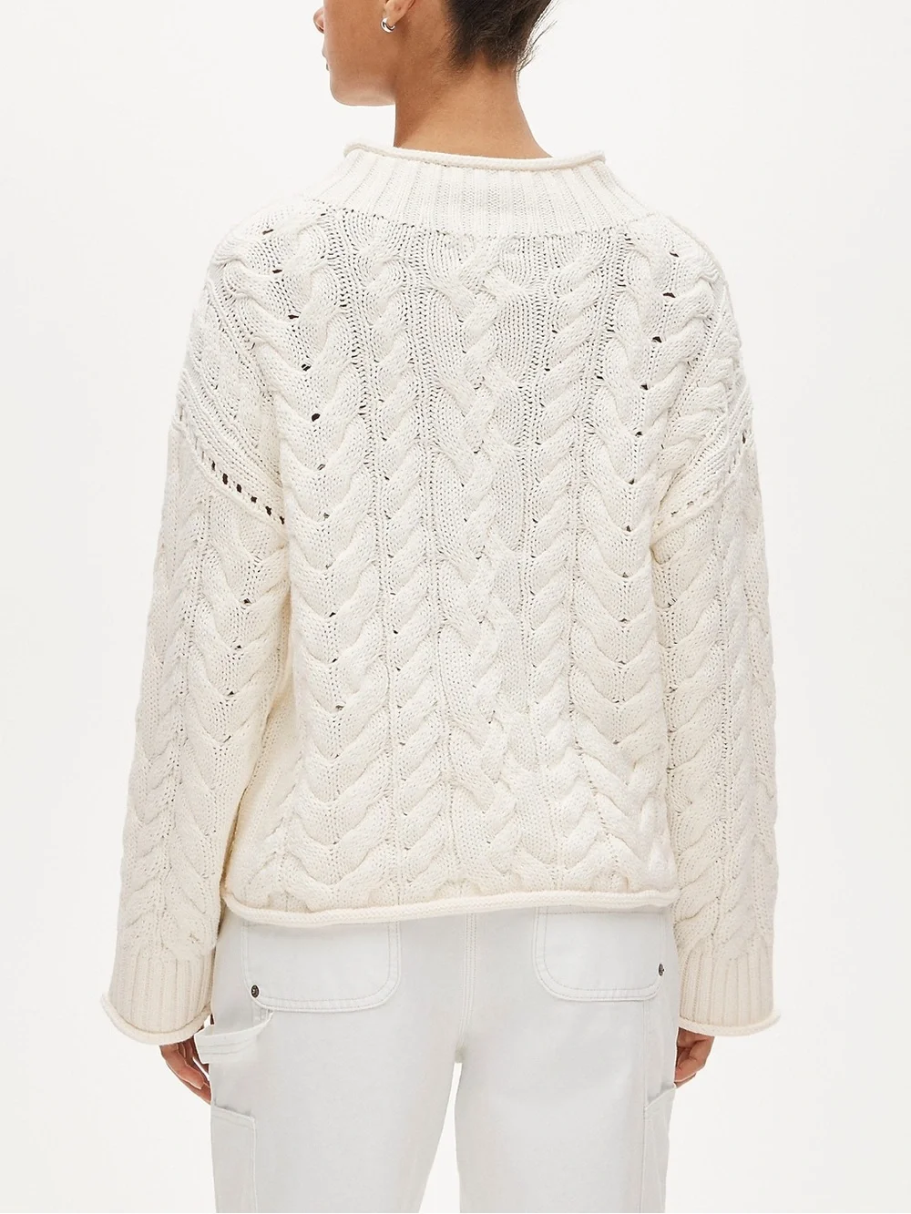 J. Crew 2025 Rollneck™ cable-knit sweater in Ivory Size Large NWT